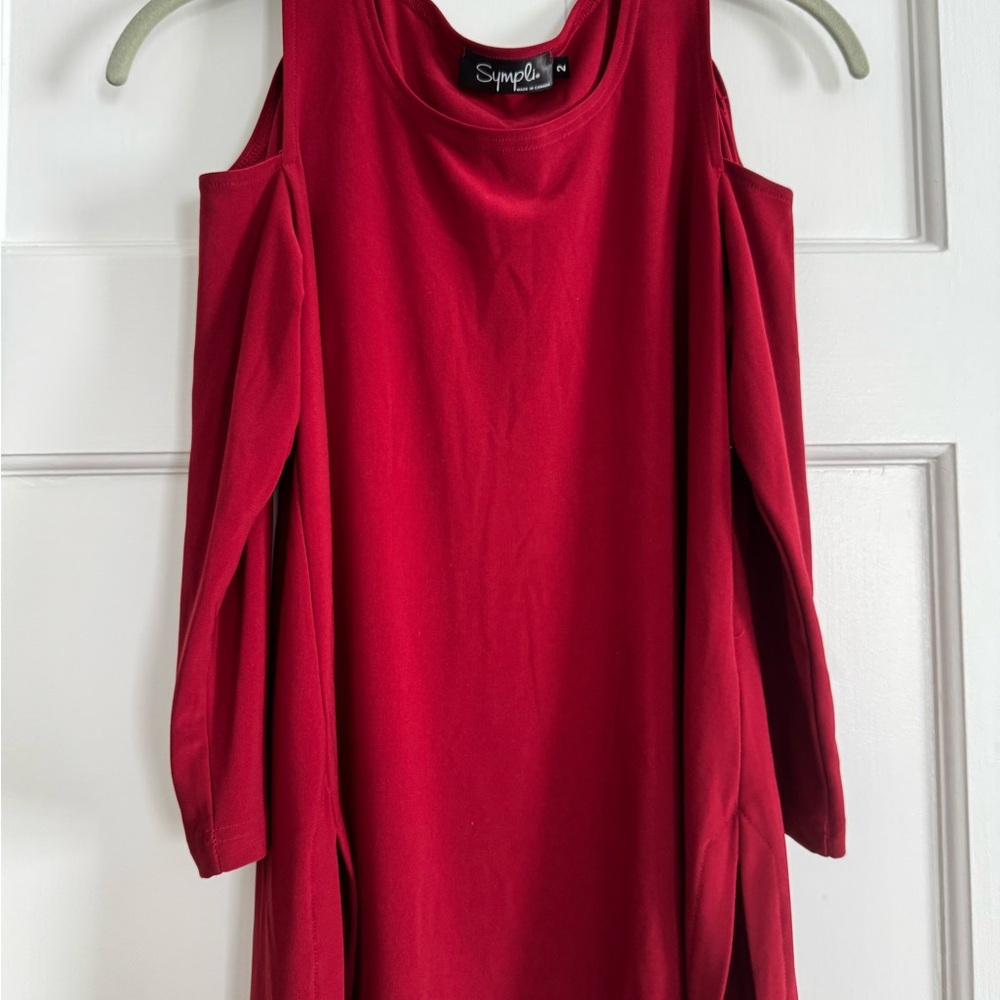 Sympli Bold Red Off the Shoulder Top - Picture 6 of 6